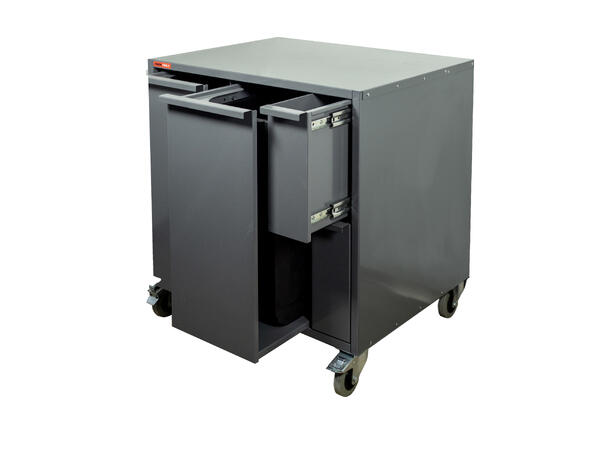 MILJØSTASJON VOGN B830 H850 D655 GRÅ NCS 6502-B M/ Hjul, Systemvegg - FTC 