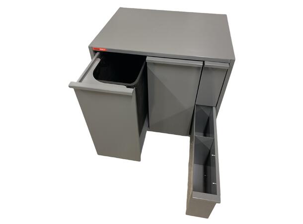 MILJØSTASJON VOGN B830 H850 D655 GRÅ NCS 6502-B M/ Hjul, Systemvegg - FTC 