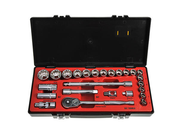 PIPENØKKELSETT 1/2" DR. SPLINE 25Deler M10-32 Kombisett, HDFI KC Tools 