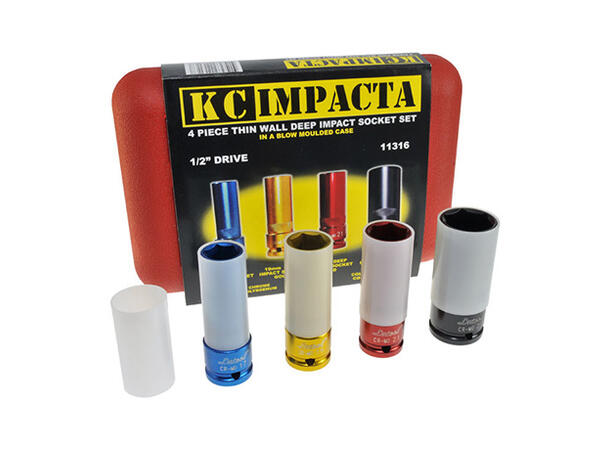 KRAFTPIPESETT HJUL 1/2" 4STK - METRISK 17, 19, 21 og 27mm -  KC Tools 