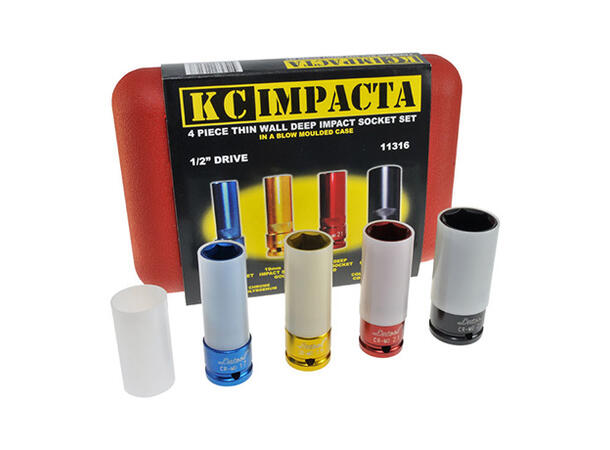 KRAFTPIPESETT HJUL 1/2" 4STK 17, 19, 21 og 27mm -  KC Tools