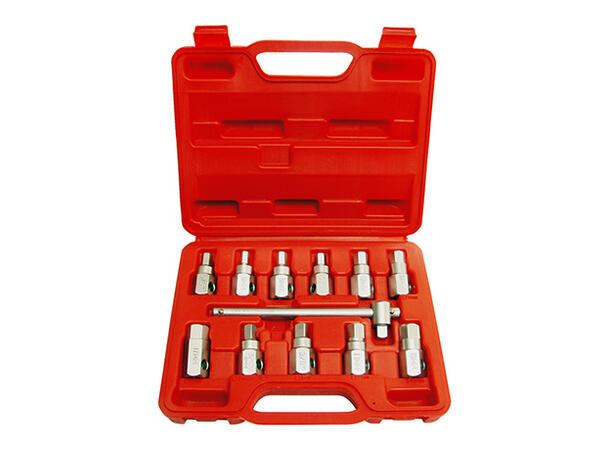 OLJEPLUGGSETT 12 DELER 6- OG 4-KANT I Plastkoffert KC Tools 