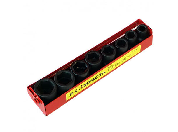 KRAFTPIPESETT 3/8" 8STK KORTE - TOMMER 5/16" - 3/4" -  KC Tools 