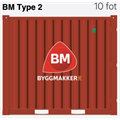 CONTAINER 10 FOT BM type 2 - RAL3020 BM type 2 - Lys + varme UTEN  innredning