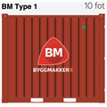 CONTAINER 10 FOT BM type 1 - RAL3020 BM type 1 - Åpen container, BM profilert