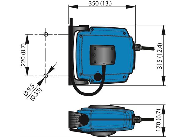 SLANGETROMMEL H20 12 METER VANN/LUFT 1/4" slange 12 bar Kompositt Nederman 