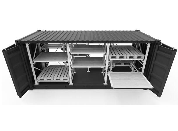 CONTAINER HEAVY LOAD 20´ FULL ACCESS Incl. Racking, RAL 7012 Grey, Custom 