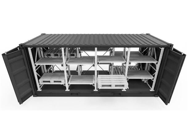 CONTAINER HEAVY LOAD 20´ FULL ACCESS Incl. Racking, RAL 7012 Grey, Custom 