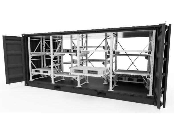 CONTAINER HEAVY LOAD 20´ FULL ACCESS Incl. Racking, RAL 7012 Grey, Custom 