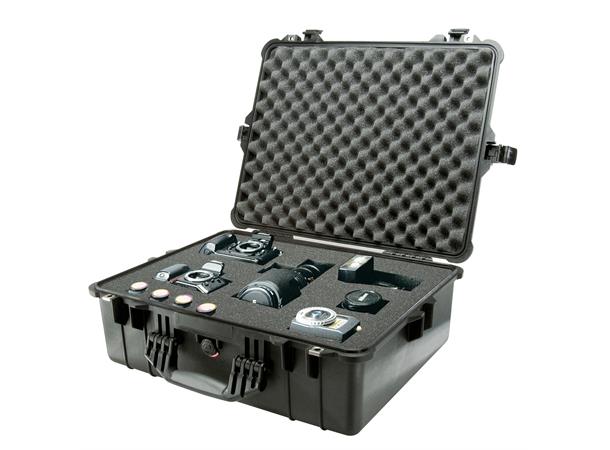 KASSE PELI 1600 M/SKUM, SORT Innv. mål: 546x420x202 mm - Peli 