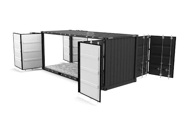 CONTAINER 20´ FULL SIDE ACCESS R+ L RAL 7012 Grey, Low Cube,  FTC