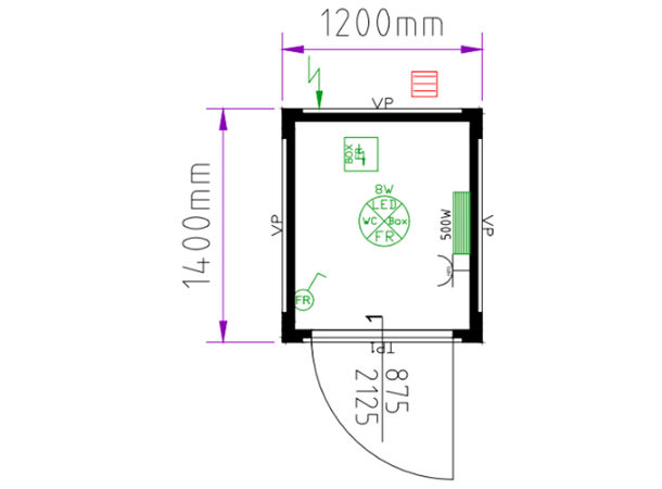 HMS CONTAINER MODUL GUL 5 FOT 1400x1200x2540mm
