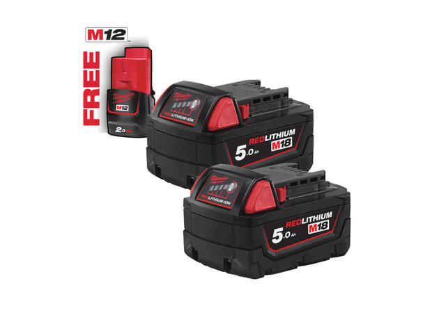 BATTERISETT 2STK M18 5,0A B52 Inkl. 1stk M12 2,0Ah - Milwaukee 