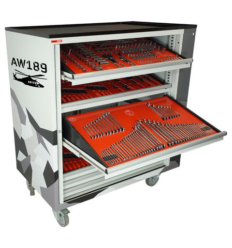 ROLLER CABINET AVIATION AW189 Inclined drawers, side cabinet, FTC