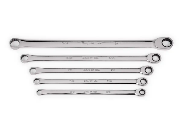 RINGNØKKELSETT M/SKRALLE 12-KANT TOMMER XDLR705A - 5 Deler - Snapon 