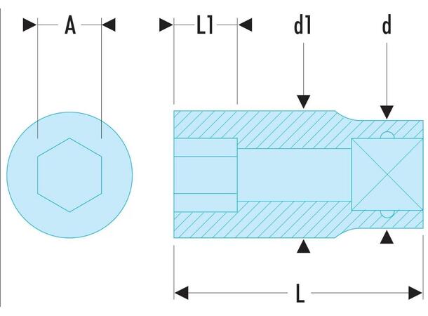 PIPE 1/2" DR. SEKSKANT METRISK 22MM Facom 