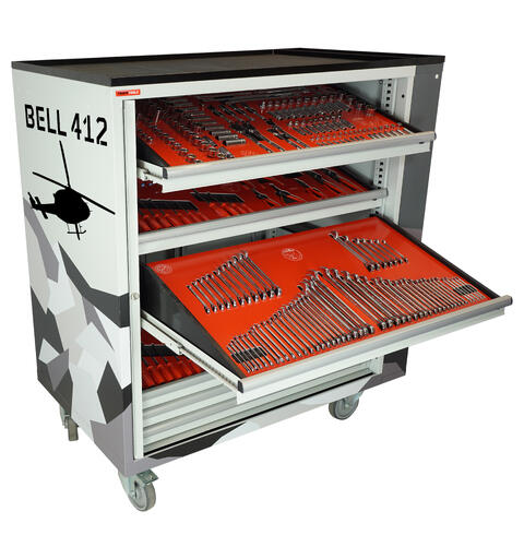 ROLLER CABINET AVIATION BELL-412 Inclined drawers, side cabinet, FTC