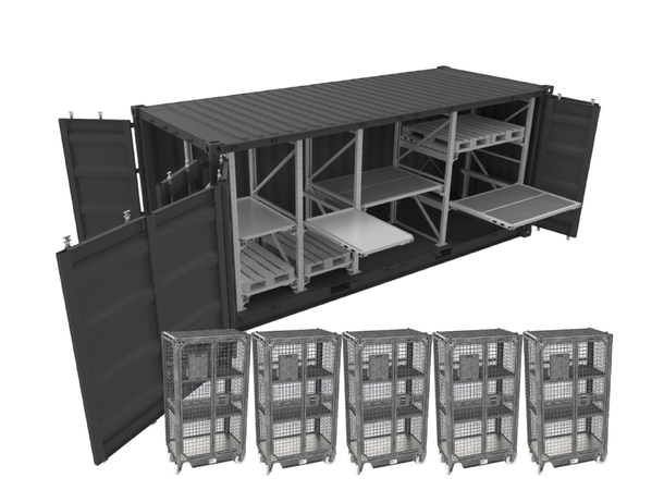 CONTAINER HEAVY LOAD 20´RIGHTSIDE ACCESS Racking+ locker, Low Cube, FTC 