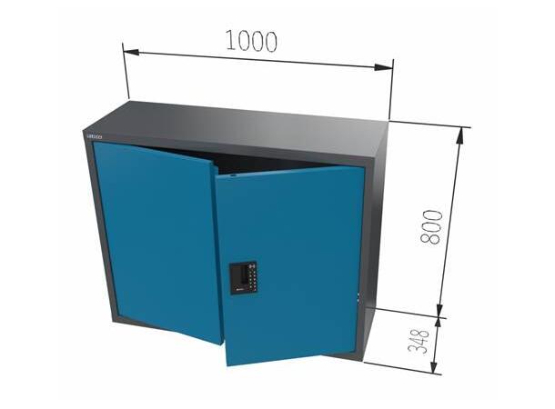 VEGGSKAP 2 X DØRER B1000XD350XH800MM Overskap, Hylle, NCS S 6502-B, RFID/ lås 