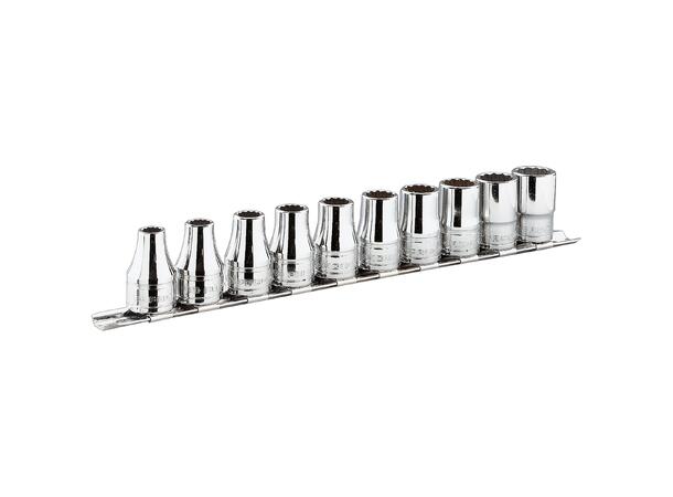 PIPESETT 1/4" DR. 3/16" - 9/16" AF Sekskant - 9 deler - Facom 