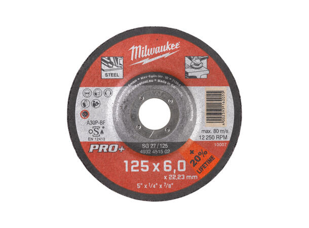 SLIPESKIVE METALL 6MM 125MM PRO+ SG 27/125X6 - Milwaukee tilbehør 
