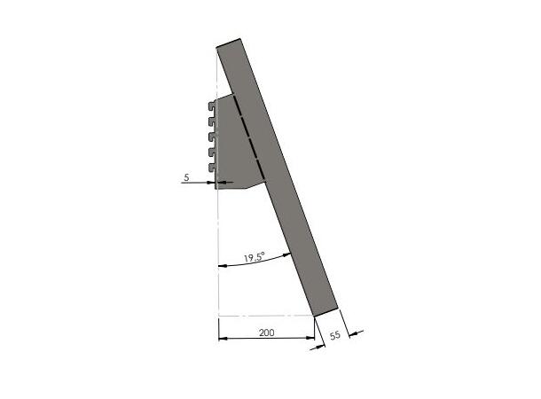 STÅLHYLLE SKRÅSTILT 900X600MM M/OPPKANT 54mm oppkant,  Systemvegg, S6502-B - FTC 