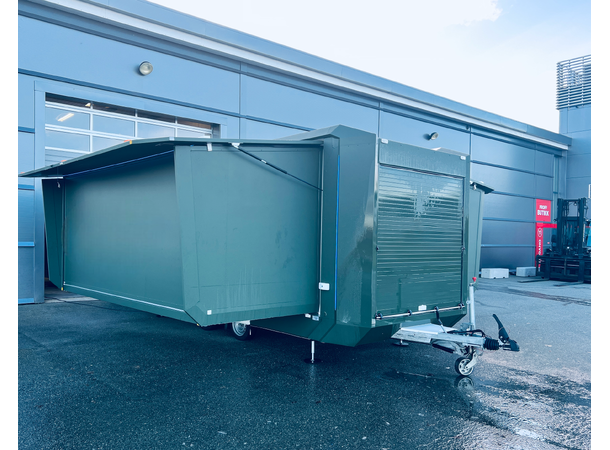 MOBILE FLEXMODULE TRAILER EXT. DEFENCE 3 in 1 solution, 3500 kg, 28m2 