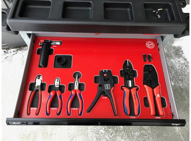 ELEKTROVOGN GRÅ 8 SKUFFER M/KABELOPPHENG 2 stk rør for krympestrømper - FTC 