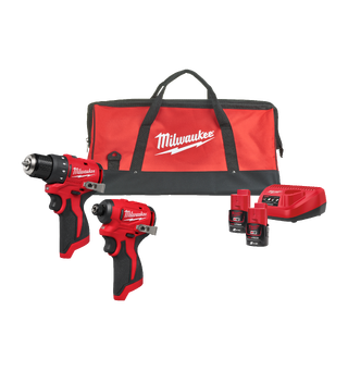 DRILL OG SLAGSKRUTREKKER M12 POWERPACK Inkl 2 batteri og lader - Milwaukee