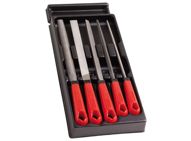 FILSETT 5STK FILER 8"/200MM FACOM Flat- halvrund- firknt- treknt & rundfil 