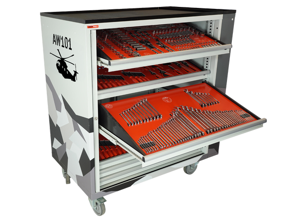ROLLER CABINET AVIATION AW101 Inclined drawers, side cabinet, FTC 