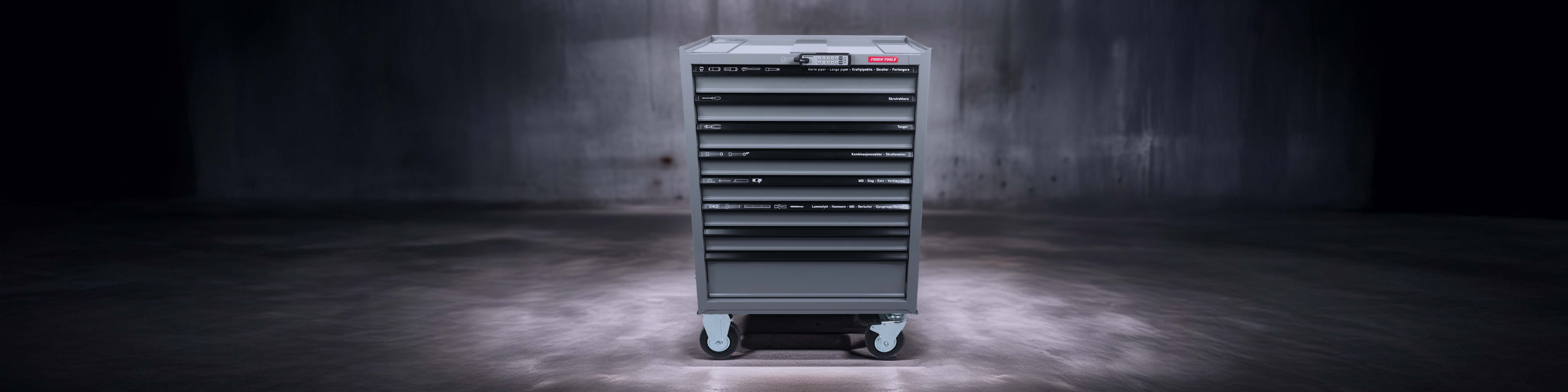 Profesjonell verktøyvogn fra Fosen Tools — HDFI-innredet for industri og verksted